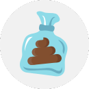 Illustration of a fecal sample in a bag